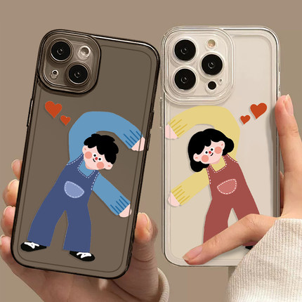 搞怪情侣手机壳适用苹果17比心iphone16promax网红爆款华为Pura70Pro小众nova14小米15荣耀vivo任意机型oppo