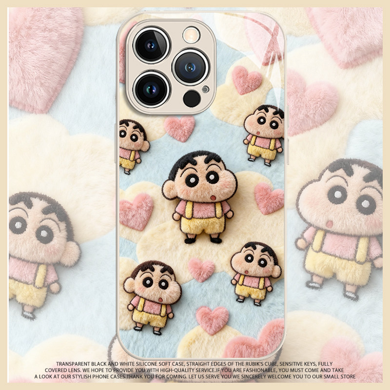 毛绒蜡笔小新手机壳卡通