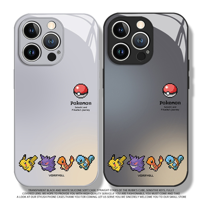 适用于苹果12promax手机壳iPhone11宝可梦精灵球x新款玻璃xs简约xr卡通动漫8plus防摔保护套7男女高级感小众