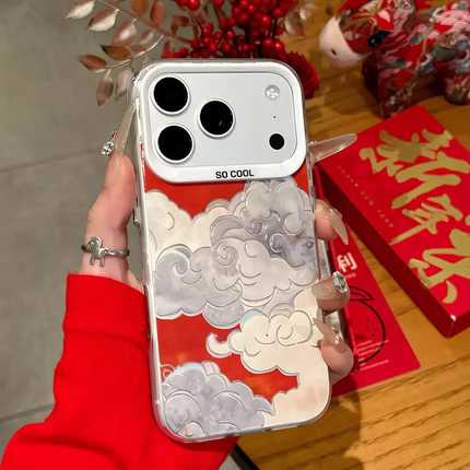 红霞祥云适用于OPPOreno15pro手机壳reno14国潮13新款彩银壳12新中式11马年本命年10pro+新年过年9女8/7/6/5k