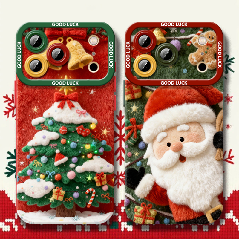 适用于oppofindx9pro手机壳FINDx8ultra毛绒圣诞老人X7新款液态硅胶6圣诞树卡通可爱个性创意全包防摔保护套