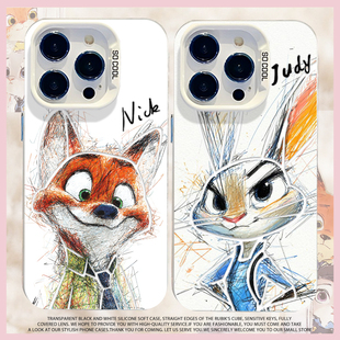 适用于oppofindx9pro手机壳FINDx8ultra潦草尼克朱迪X7新款 彩银壳6情侣5卡通可爱疯狂动物城防摔保护套男女软