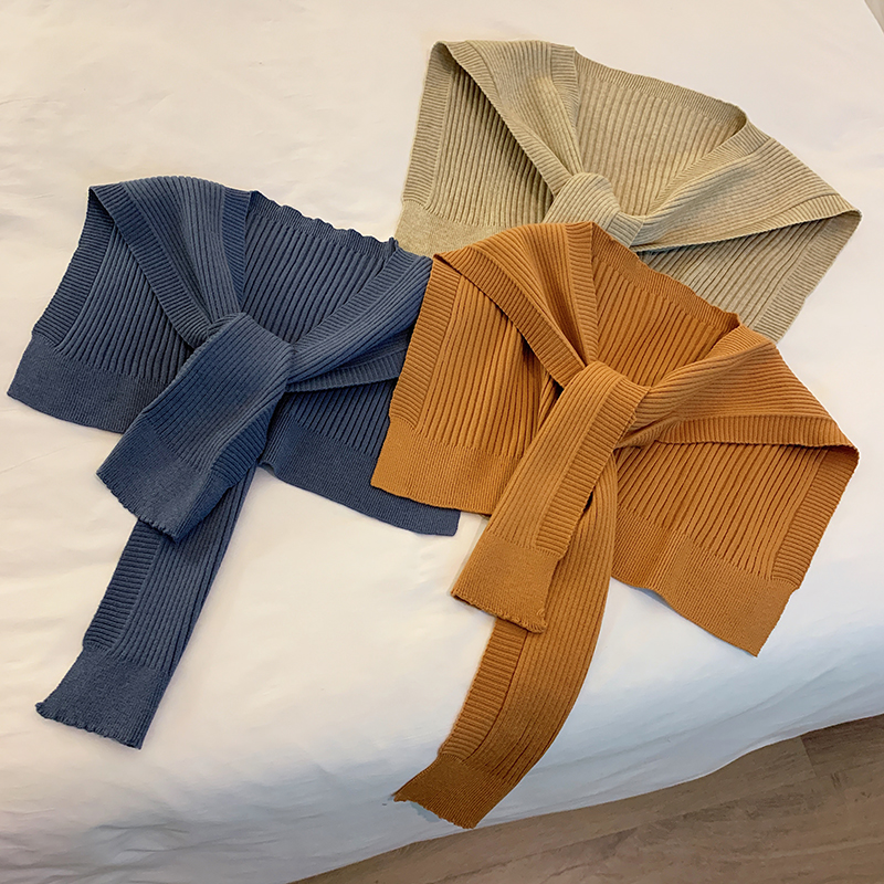 针织披肩女韩版高端打结外搭坎肩夏季空调房护肩春秋洋气搭肩假领