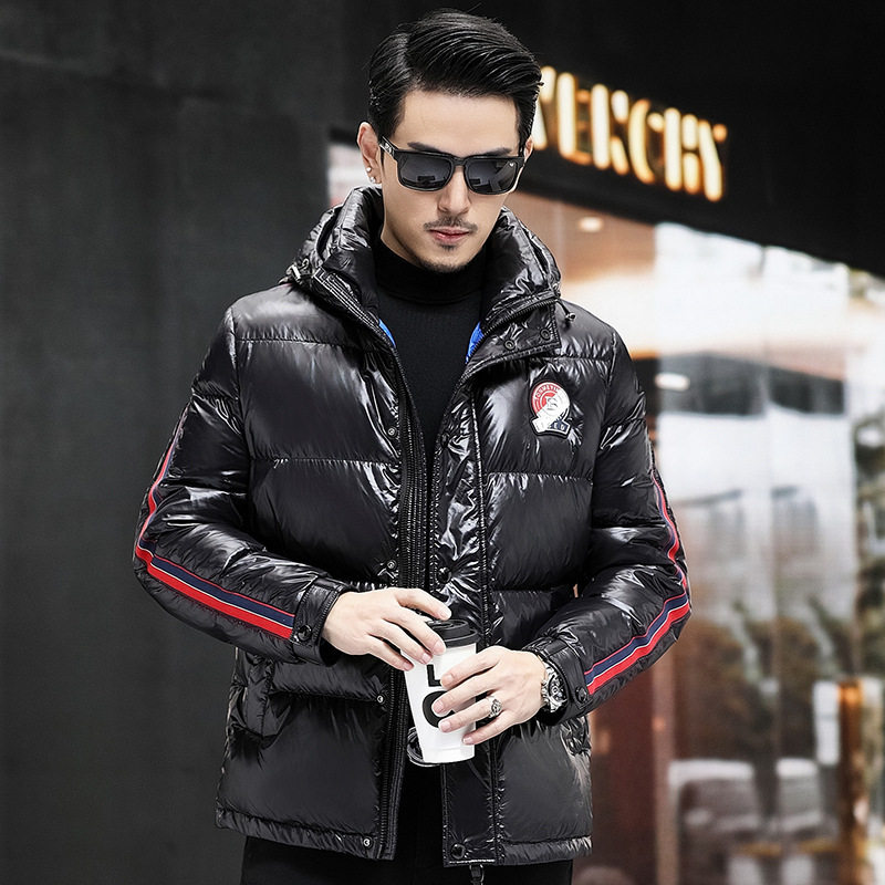 欧洲站连帽轻奢羽绒服男士外套