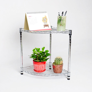 可调墙角架扇形置物架三角形厨房转角架多层不锈钢色层架落地