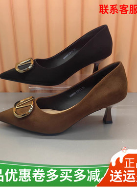 香香莉新款女鞋30650秋季新款尖头浅口单鞋细跟高跟鞋女鞋