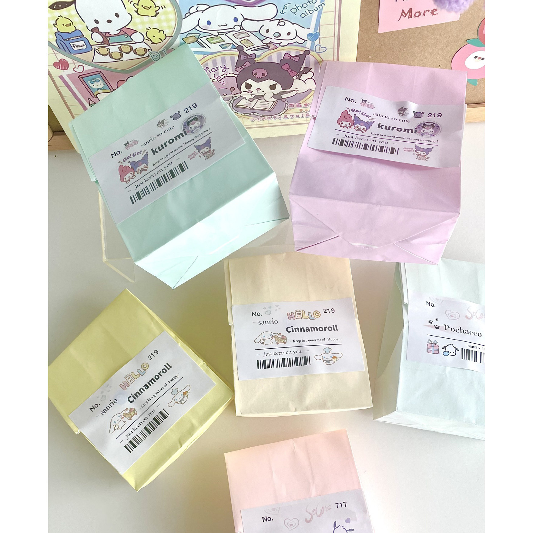 ins糖果色马卡龙格子礼品包装袋 出小卡打包材料分装收纳礼物纸袋