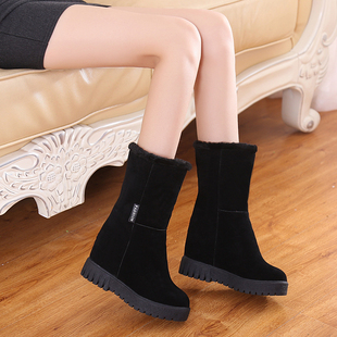 雪地靴女2025年新款 女冬 中筒靴厚底内增高加绒加厚防滑小个子棉鞋