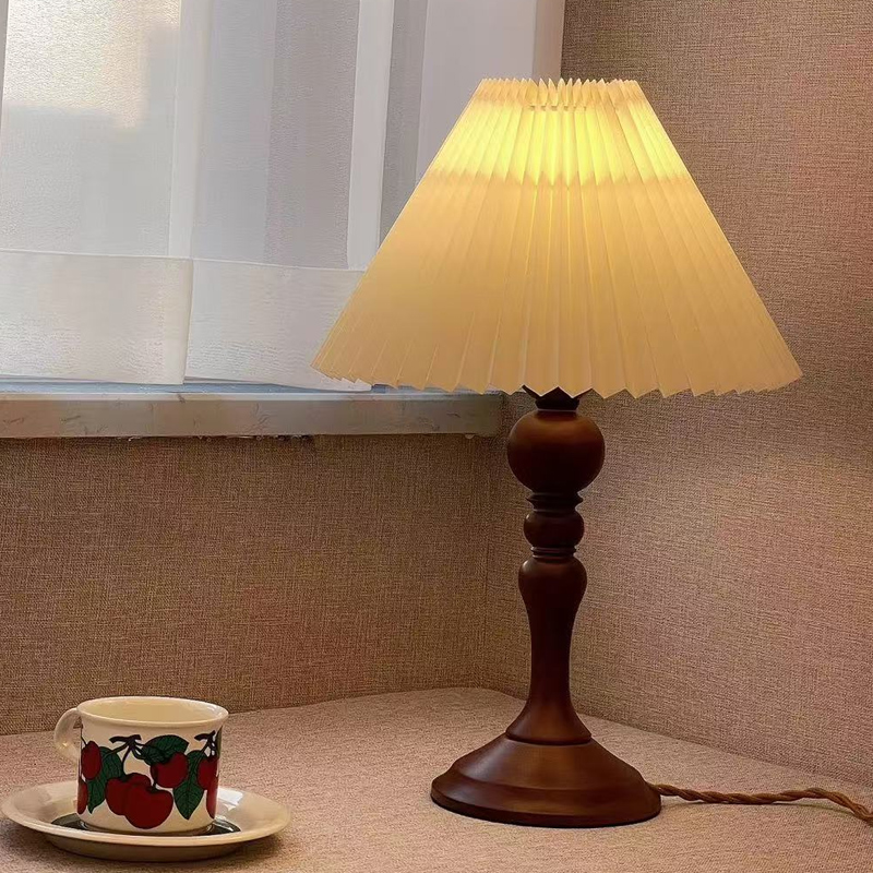 布艺卧室书房中古风木艺床头灯