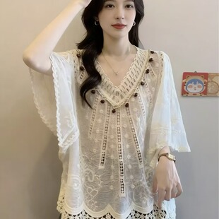 2026夏季新款文艺复古衬衫刺绣宽松防晒开衫外套休闲百搭上衣女潮