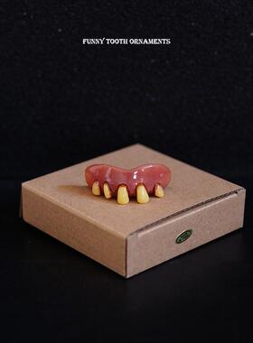 出口搞怪牙齿摆件模型树脂整蛊搞笑假牙牙套仿真创意玩具扮丑道具