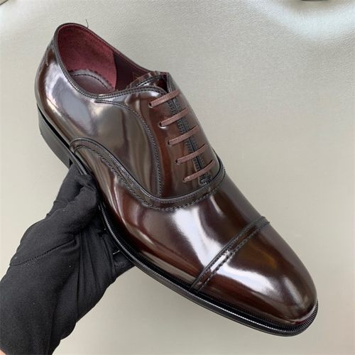 欧洲站潮牌真皮镂空雕花尖头系带德比鞋高端皮底商务正装皮鞋男士