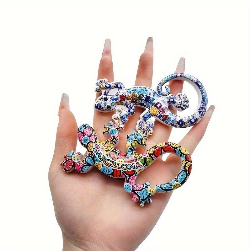 巴塞罗那冰箱贴巴塞罗那旅游纪念手工彩绘立体马赛克蜥蜴装饰品