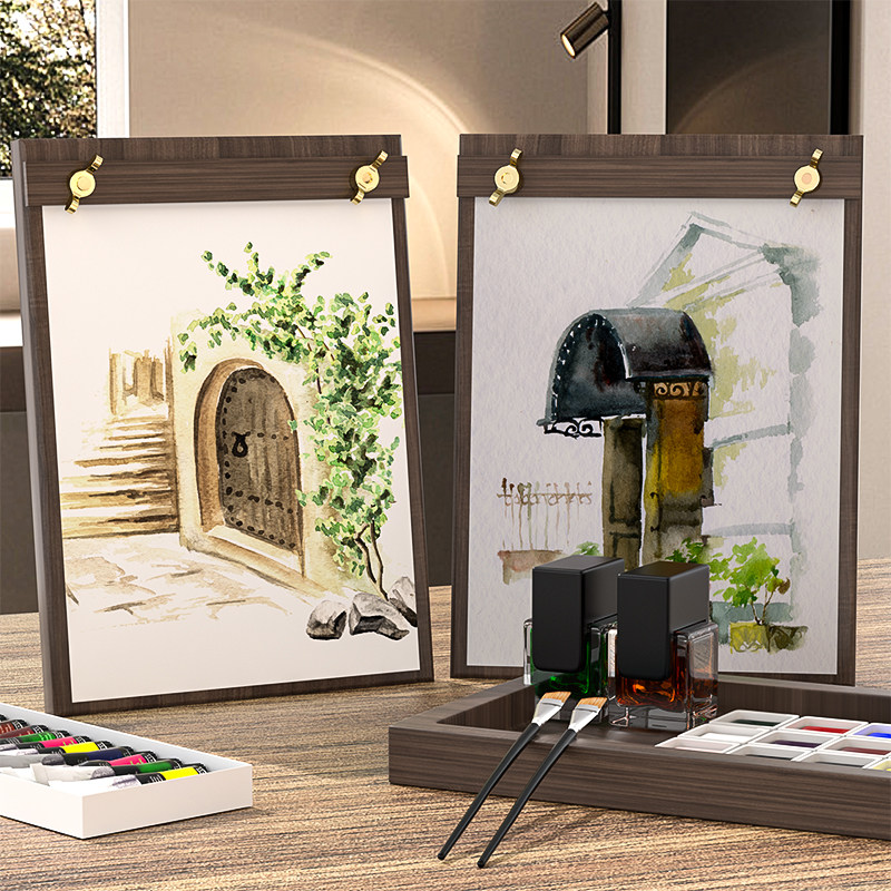 黑胡桃木画板美术生专用画架板夹黄铜菜单夹复古素描速写板手绘板,文具电教/文化用品/商务用品,画板/画架/速写板,淘宝优惠券,粉丝福利购,淘宝优惠卷