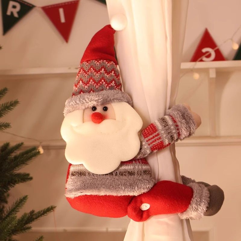 圣诞装饰品针织布长腿公仔窗帘