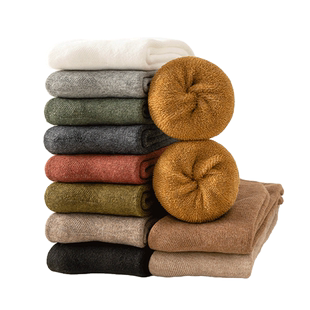 长筒袜子女秋冬季中筒袜加绒加厚抗寒保暖毛圈毛巾月子高筒袜冬天