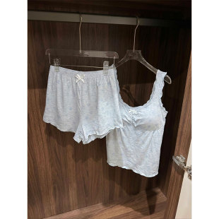 家居服套装 法式 吊带短裤 新款 纯欲简约风带胸垫背心睡衣女2026夏季