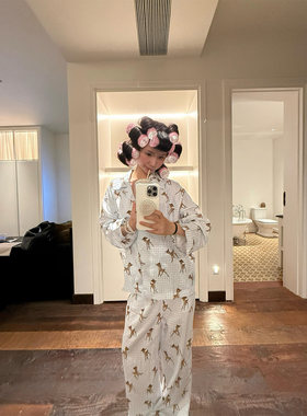 韩系甜美少女小鹿印花睡衣女款