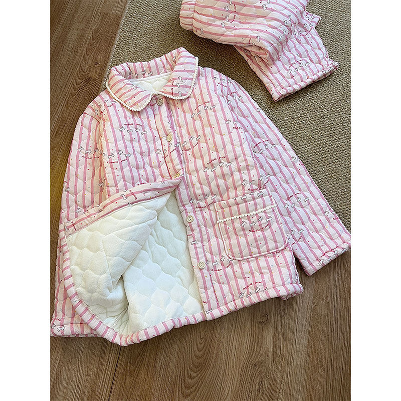 甜美可爱卡通兔子印花夹棉睡衣女2025冬季柔软恒温保暖家居服套装,女士内衣/男士内衣/家居服,睡衣/家居服套装,淘宝优惠券,粉丝福利购,淘宝优惠卷