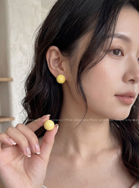 彩色圆形豆豆耳钉女多巴胺糖果色高级感耳环2026新款爆款夏季耳饰