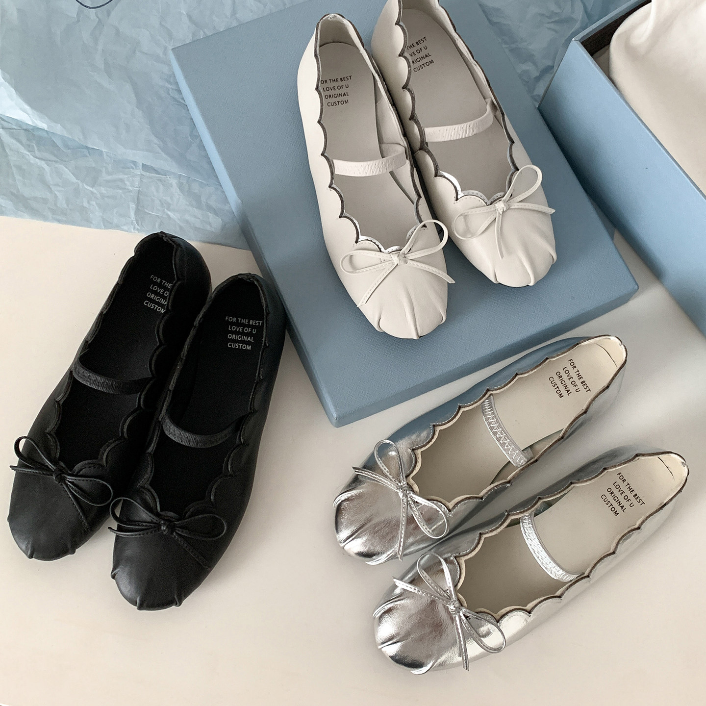 圆圆妈2026春季优雅单鞋浅口花边蝴蝶结玛丽珍舒适百搭牛皮平跟鞋