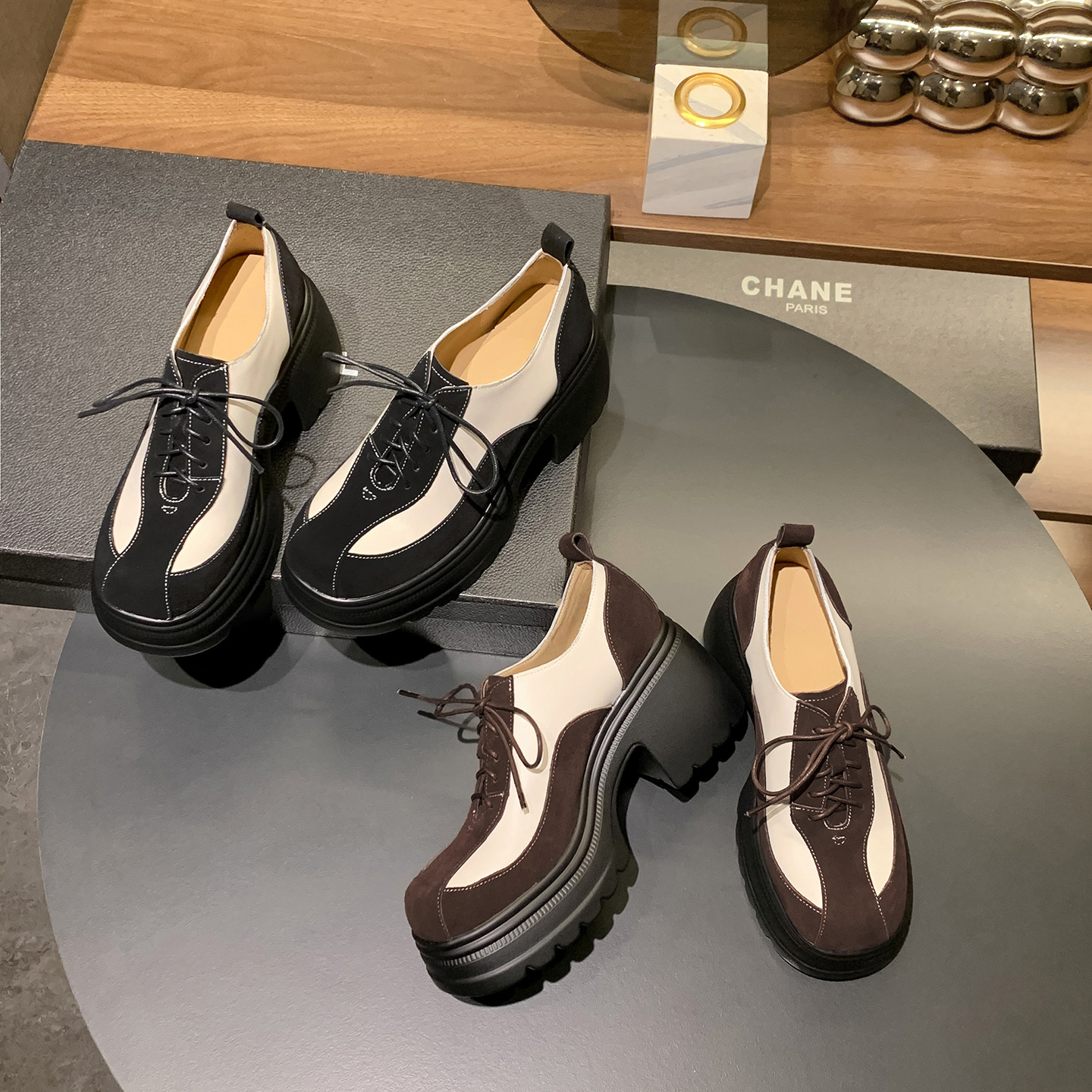 圆圆妈2026春季时尚圆头深口鞋系带单鞋百搭松糕厚底鞋牛皮女鞋子,女鞋,深口单鞋,淘宝优惠券,粉丝福利购,淘宝优惠卷