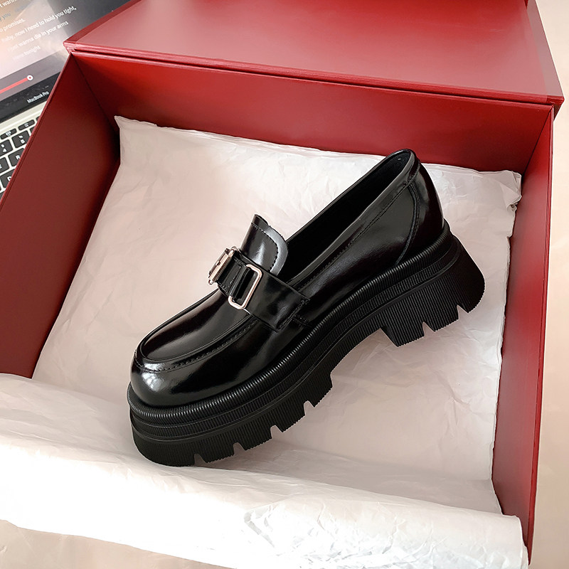 圆圆妈2026春季时尚中口金属扣套脚单鞋休闲百搭粗跟牛皮厚底女鞋,女鞋,深口单鞋,淘宝优惠券,粉丝福利购,淘宝优惠卷