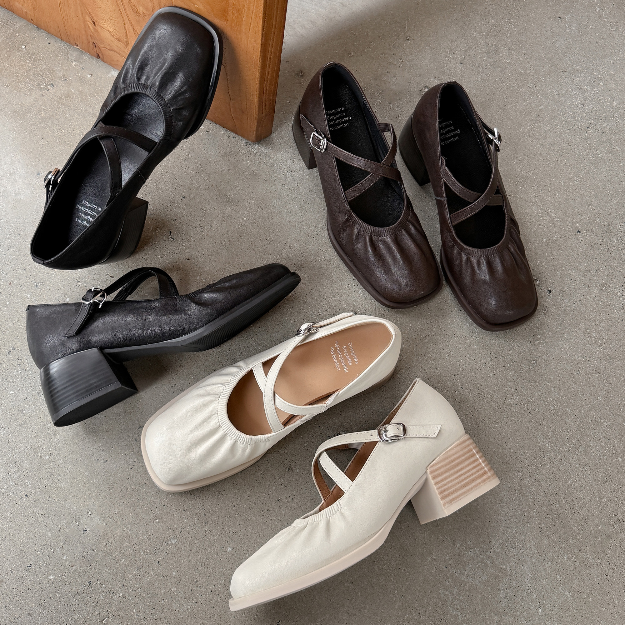 圆圆妈2026春季简约方头浅口鞋褶皱交叉带玛丽珍通勤百搭粗跟羊皮,女鞋,玛丽珍鞋,淘宝优惠券,粉丝福利购,淘宝优惠卷