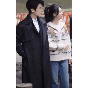 原版短剧温柔猎手段美洋阳海潮同款风衣外套中长版大衣男衣服潮