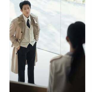 原版短剧婚然心动时王凯沐商沉同款风衣外套中长版大衣男衣服潮