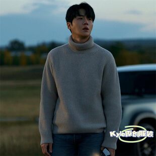 爱情怎么翻译朱浩镇金宣虎同款毛衣灰色高领套头长袖针织衫男女潮