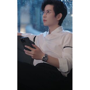 原版短剧谋她为妻何善凯简昭序同款衬衫上衣立领长袖陈瑶男衣服潮