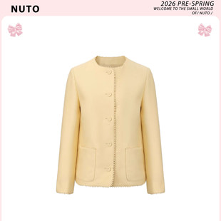 NUTO 小香风气质优雅简约百搭黄色立体饰边短外套女早春2026新款