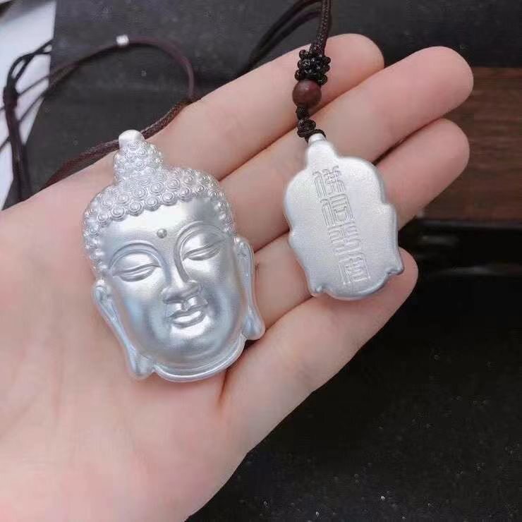纯银999足银佛头吊坠大日如来佛像挂坠男女士保平安项链毛衣链