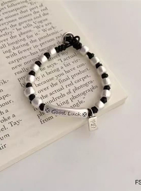 999足银字母Good Luck手链男女手工编织红绳子本命年首饰品设计款