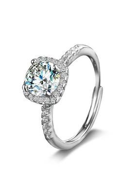 足银925纯银胖东来同款小方糖莫桑钻套装戒指项链耳钉女款送女友