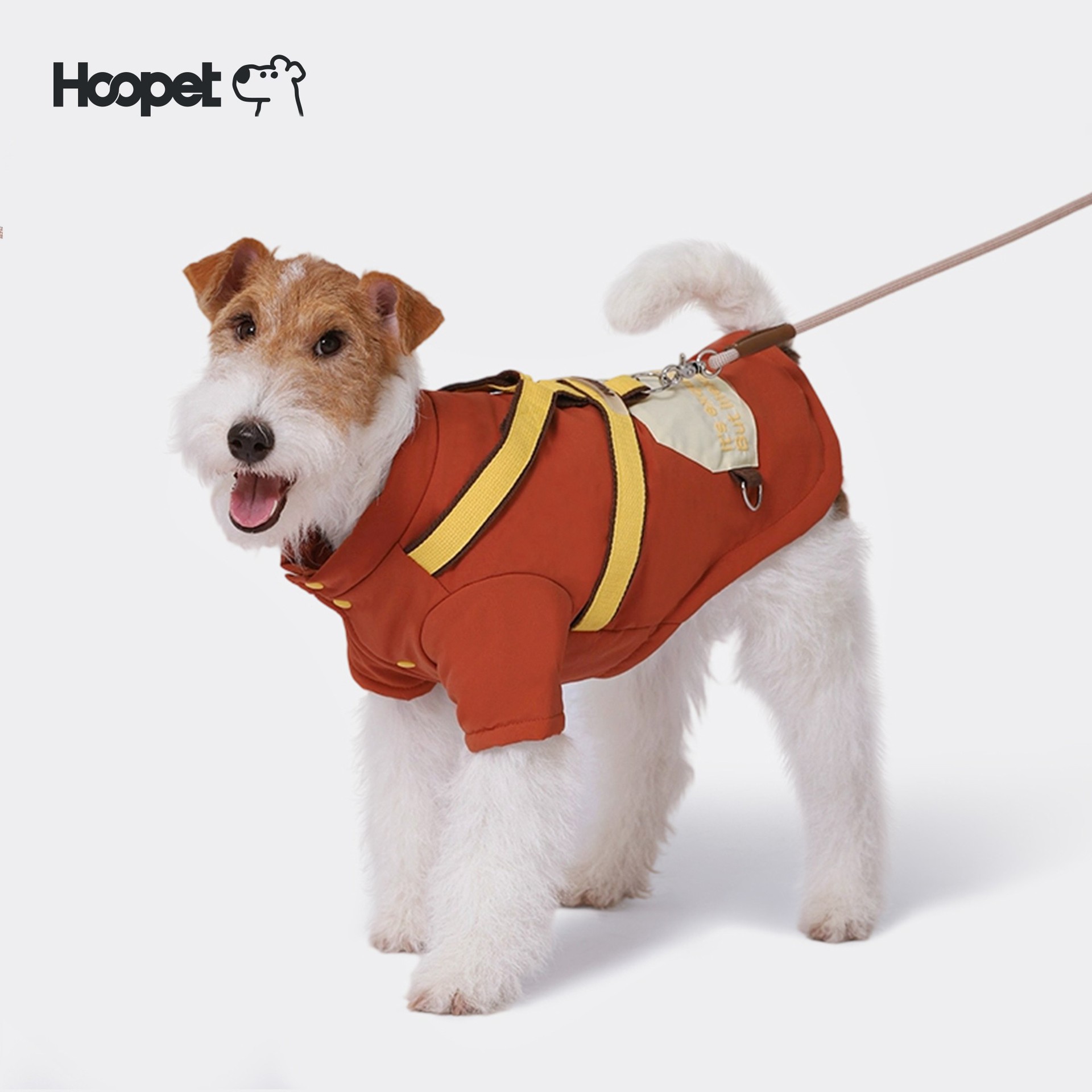 Hoopet带牵引棉服中小型犬猫秋冬季外出狗防掉毛加厚衣服保暖狗狗