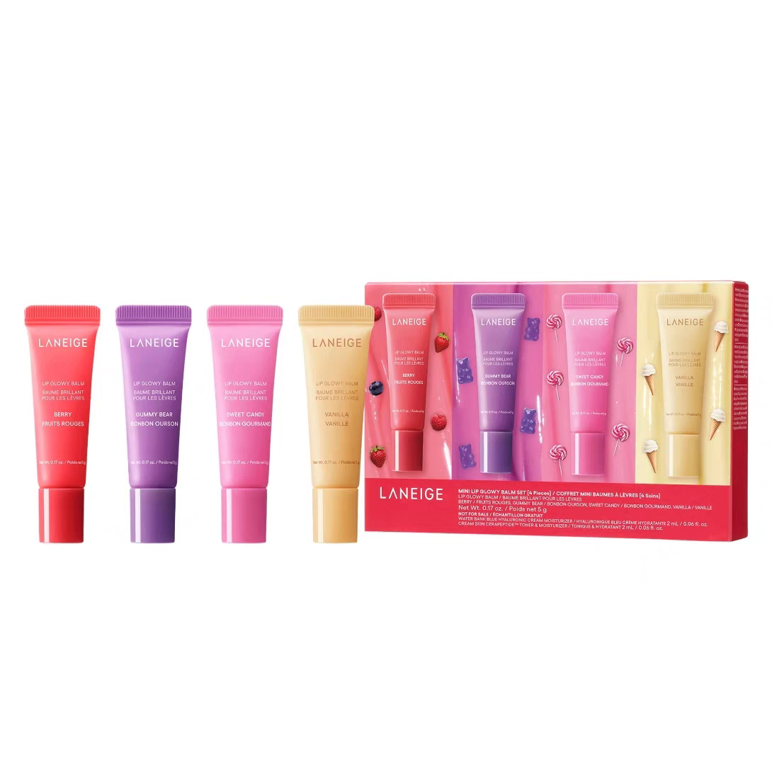 美国新款LANEIGE/兰芝迷你Lip Glowy Balm润唇膏唇釉套装4×5g