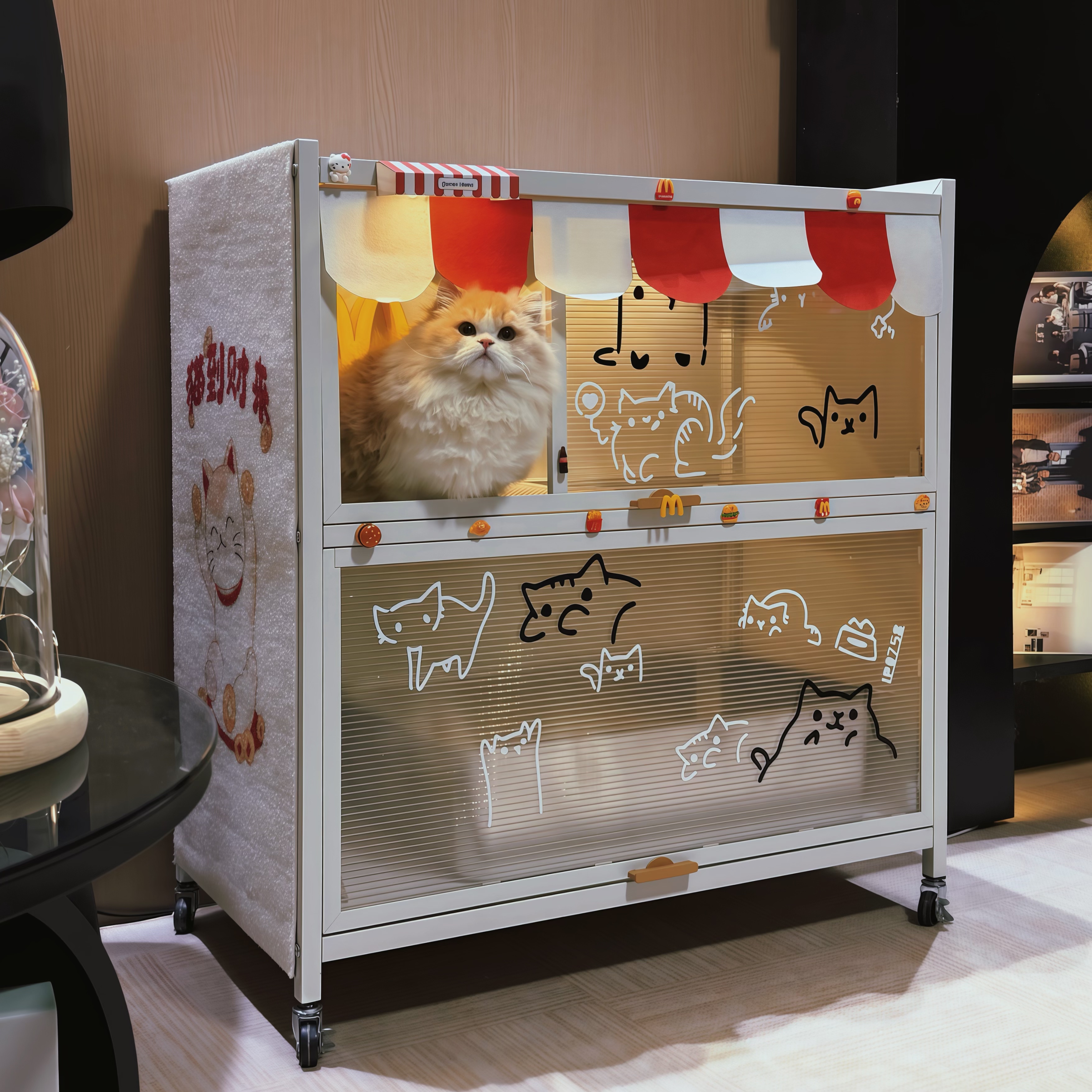 Mibw铁质猫砂柜一体式双层防外溅防臭控砂防带砂猫厕所diy猫砂盆