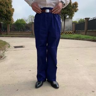 子高腰薄款 中老年直筒裤 长裤 老式 大档65式 确良涤卡男士 蓝色军裤