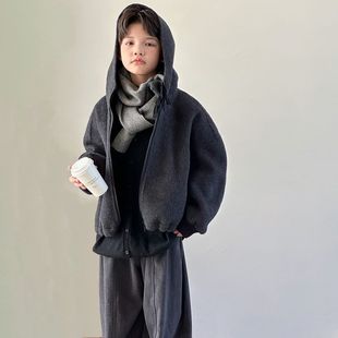 儿童大衣秋冬新款男童双面羊绒大衣毛呢外套连帽短款女童羊绒大衣