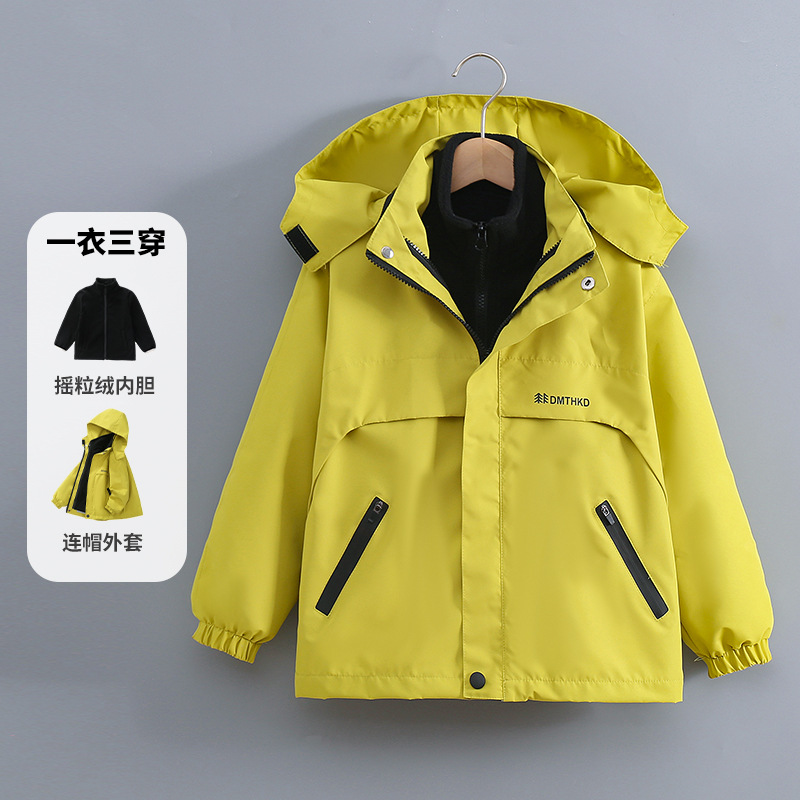 女童冲锋衣三合一儿童加绒外套春秋冬2025新款女孩户外两件套