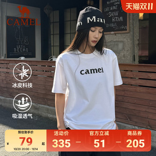 冰感复古潮牌圆领休闲宽松版 2025新款 型运动T恤 T恤女夏季 骆驼短袖