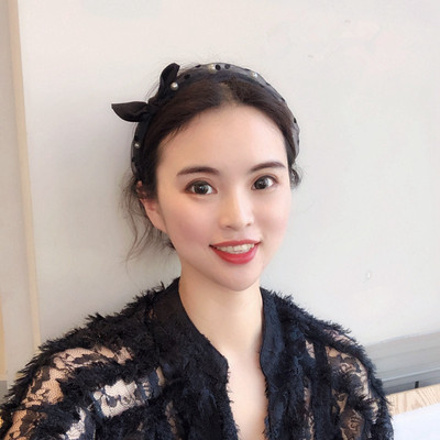 cookie黑色网纱发箍波点蝴蝶结