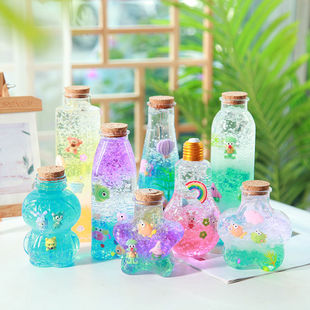 创意diy海洋瓶水宝宝泡大珠玻璃瓶漂流瓶彩虹瓶许愿瓶海绵宝宝