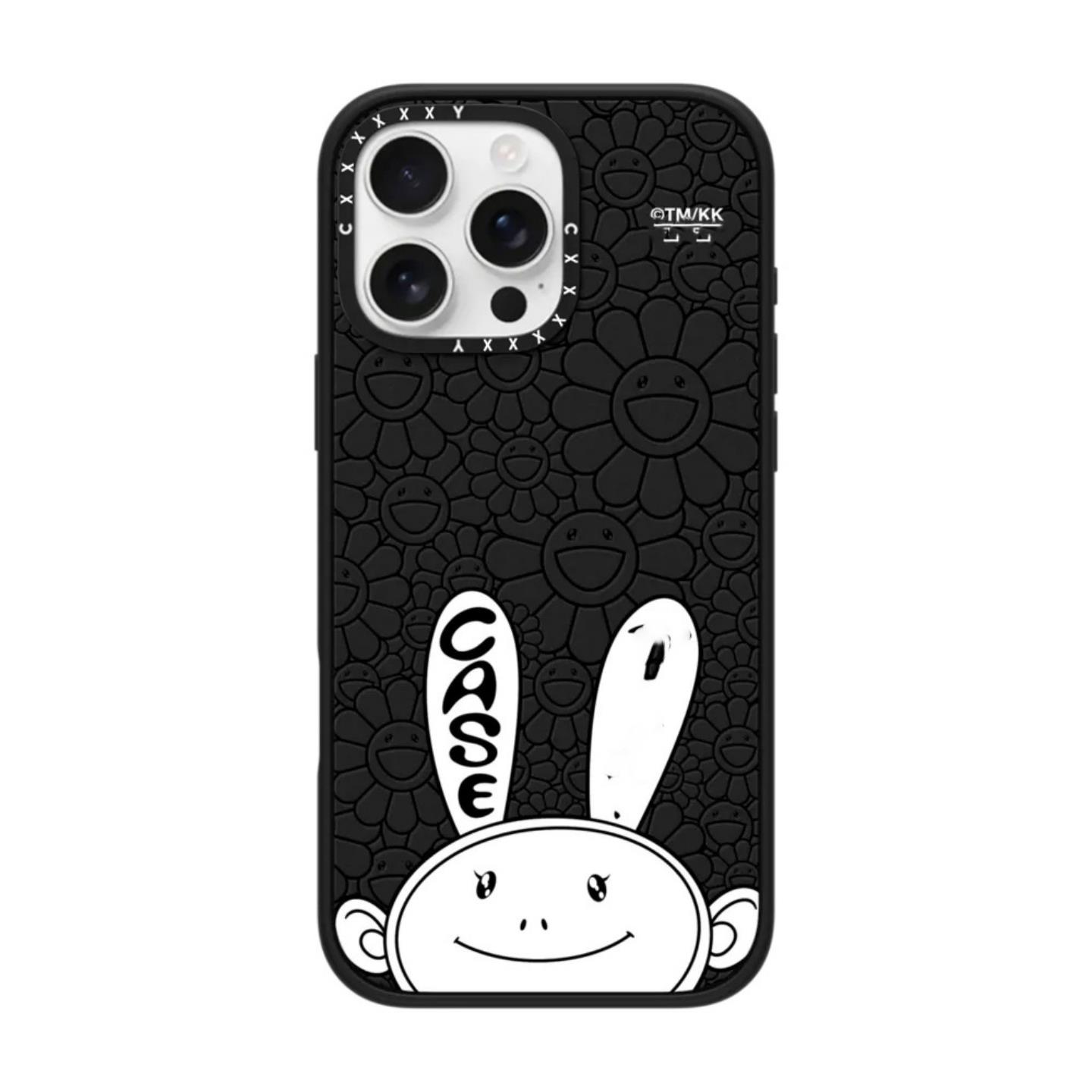 CASETiF联名村上隆黑白kaikai公仔磨砂黑壳适用苹果16promax保护iphone15pro新款磁吸14情侣哑光黑13