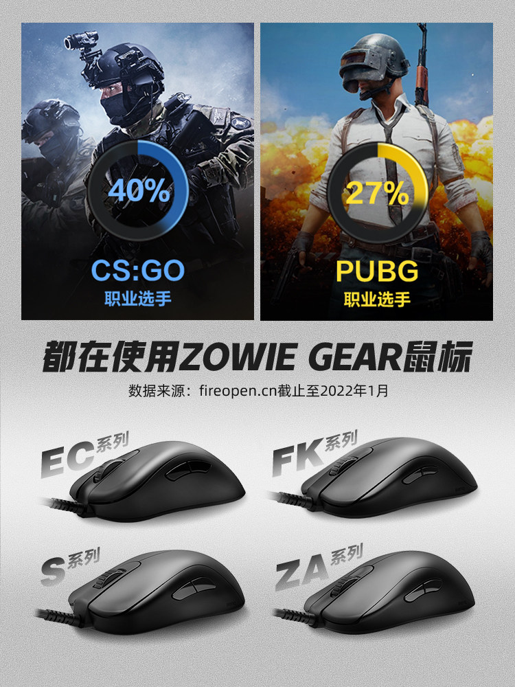 ZOWIE ZA-C 유선 E스포츠 게이밍 경량 하이백 그립 마우스 ZA11C ZA12C ZA13C