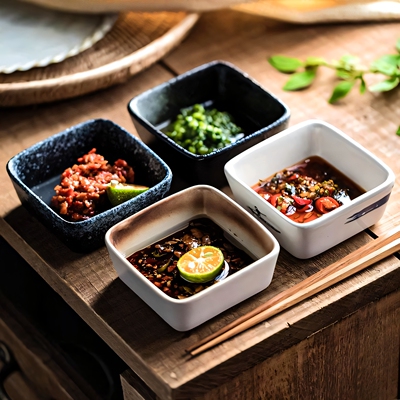 蘸料小碗调料碟陶瓷味碟方形盘子