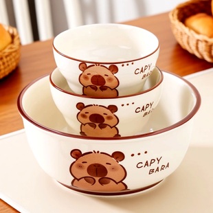 卡皮巴拉碗可爱汤碗家用面碗饭碗微波炉专用碗沙拉碗吃面大碗陶瓷