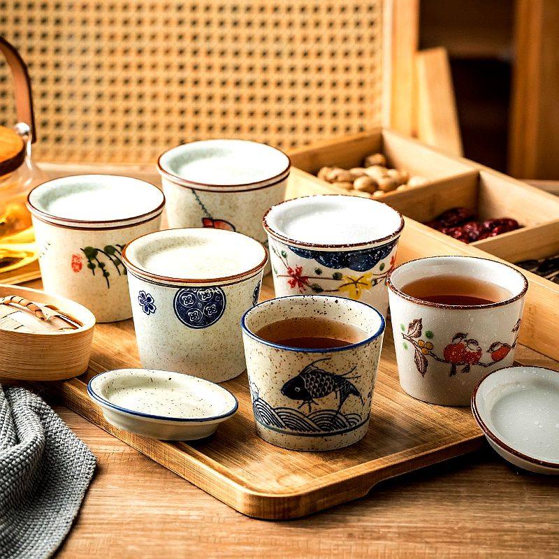 陶瓷茶杯带盖口杯家用杯子主人杯茶具套装水杯釉下彩日式个人专用